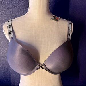 Victoria's Secret Gray Bra with Embellished Straps